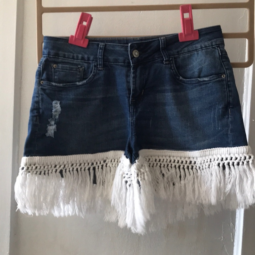 Upcycled Embellished jean shorts